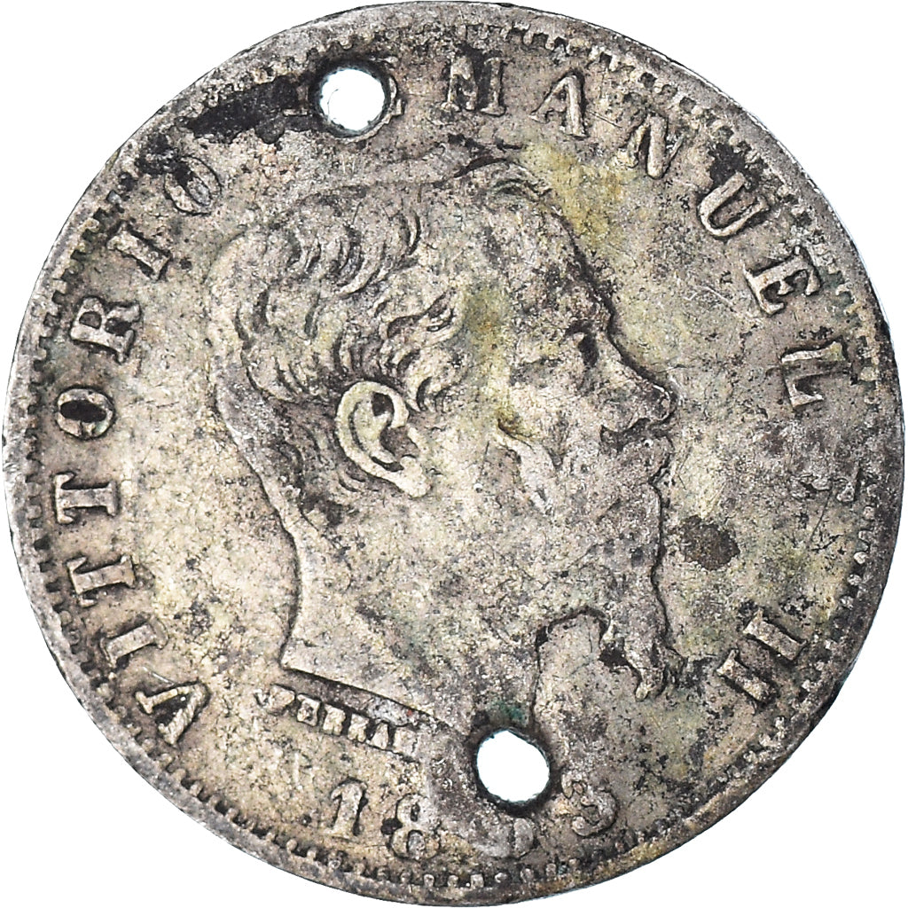 Coin, Italy, Vittorio Emanuele II, 20 Centesimi, 1863, Milan, VF(20-25), Silver
