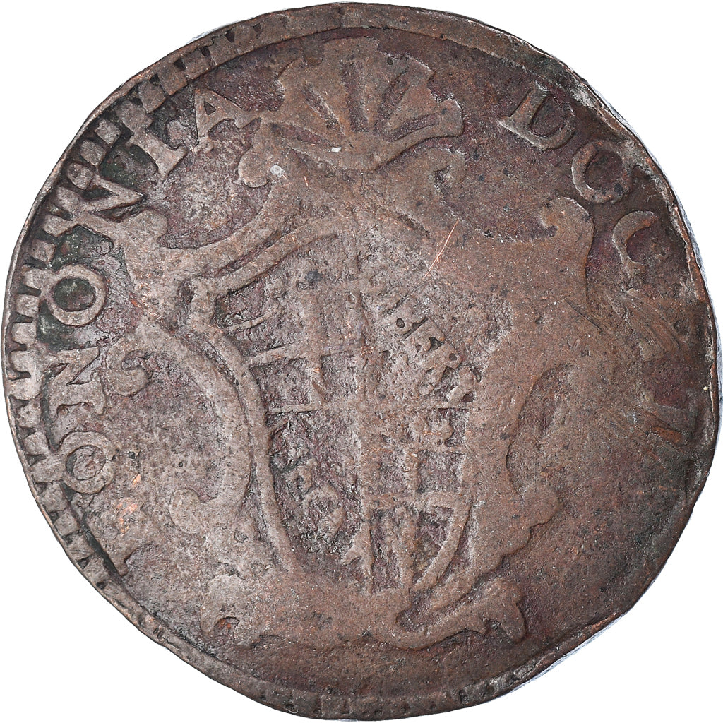 Moneta, STATI ITALIANI, PAPAL STATES-BOLOGNA, 1/2 Bolognino, 1755, Bologna, MB