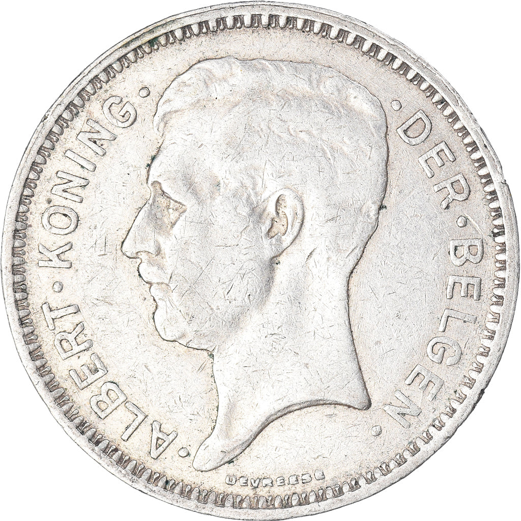 Coin, Belgium, Albert I, 20 Francs, 20 Frank, 1934, Brussels, AU(50-53), Silver