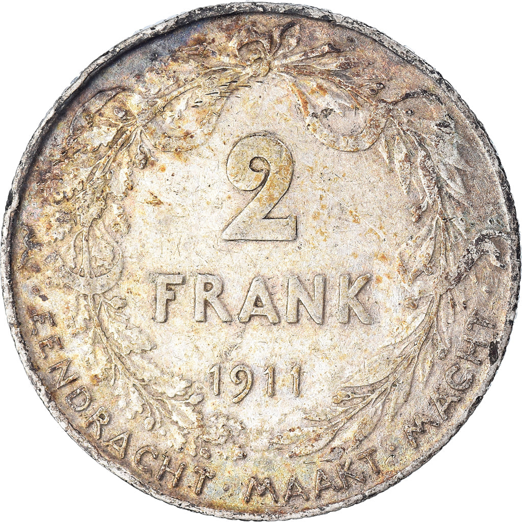 Coin, Belgium, Albert I, 2 Francs, 2 Frank, 1911, Brussels, VF(30-35), Silver