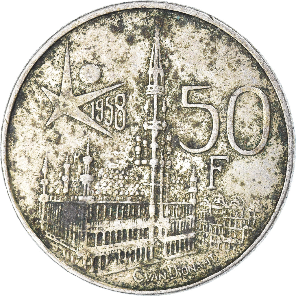 Münze, Belgien, 50 Francs, 50 Frank, 1958, Brussels, S+, Silber, KM:150.1