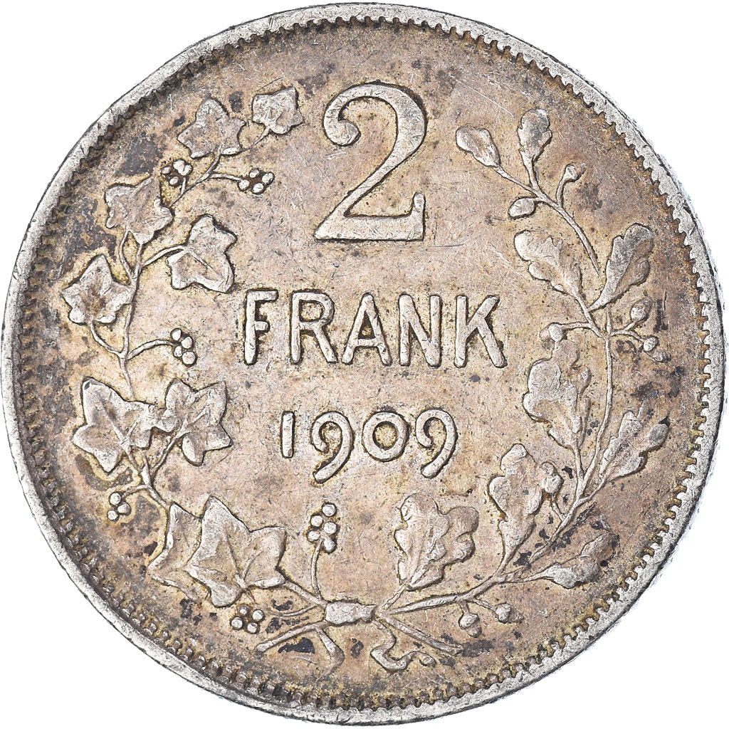 Münze, Belgien, Leopold II, 2 Francs, 2 Frank, 1909, Brussels, S+, Silber