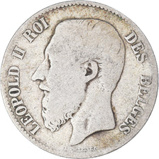 Moneta, Belgio, Leopold II, 2 Francs, 2 Frank, 1867, Brussels, B+, Argento