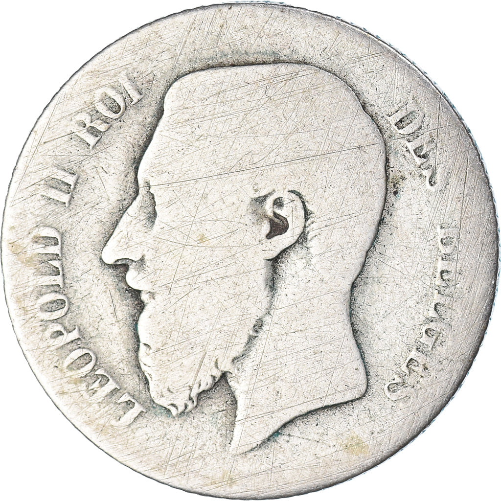 Coin, Belgium, Leopold II, Franc, 1867, Brussels, F(12-15), Silver, KM:28.1