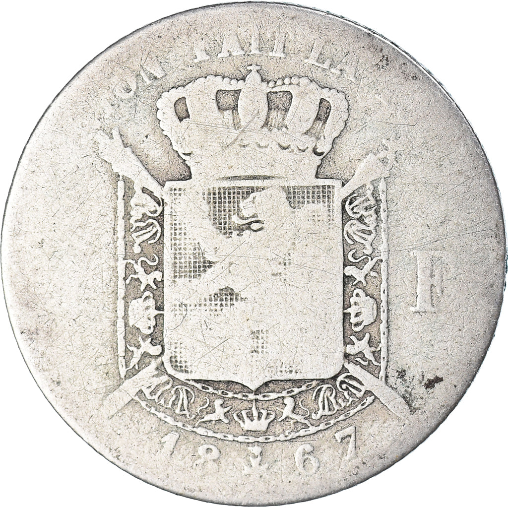 Coin, Belgium, Leopold II, Franc, 1867, Brussels, F(12-15), Silver, KM:28.1