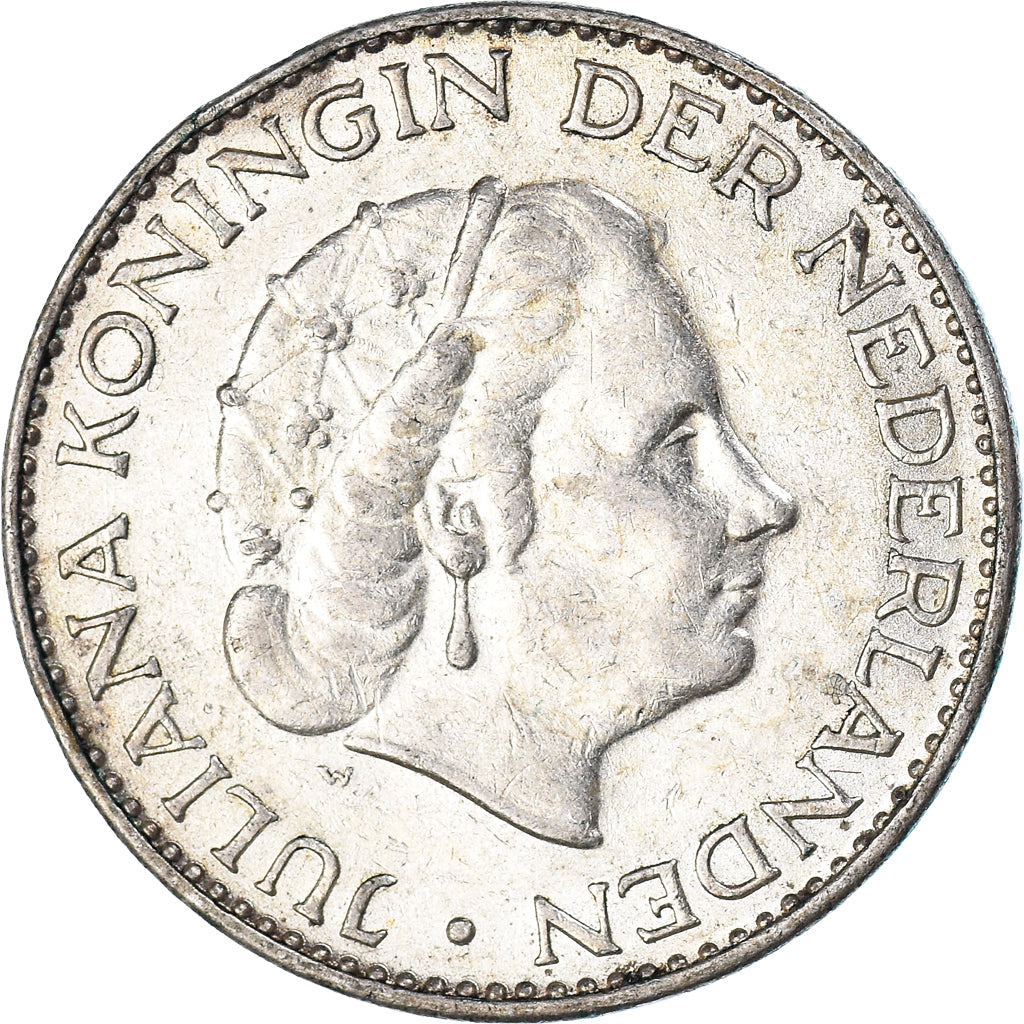 Coin, Netherlands, Juliana, Gulden, 1965, Utrecht, AU(50-53), Silver, KM:184