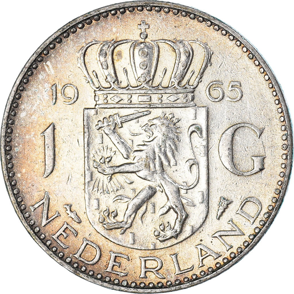Coin, Netherlands, Juliana, Gulden, 1965, Utrecht, AU(50-53), Silver, KM:184