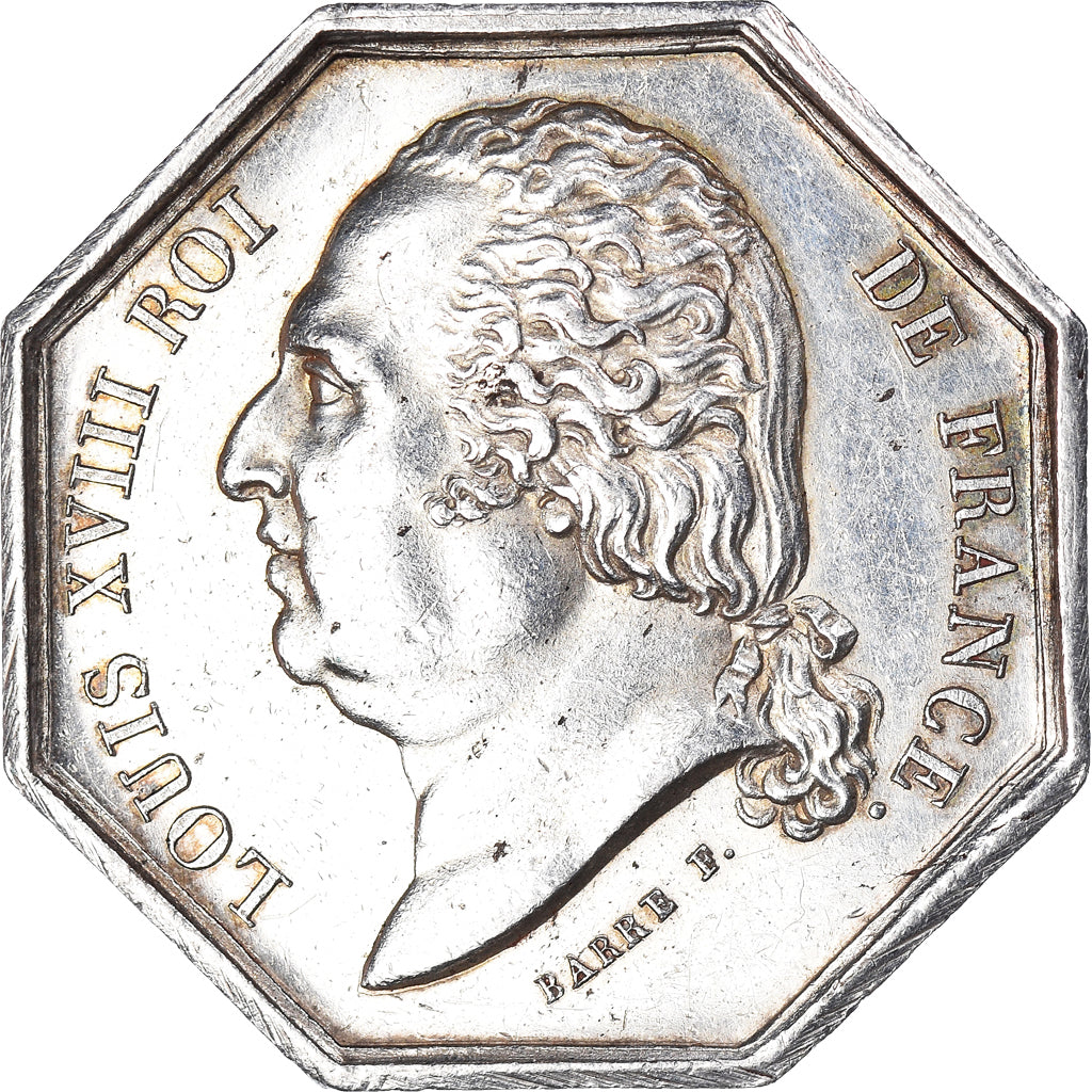 Francia, zeton, Louis XVIII, chambre de commerce de la ville de Lille, Barre