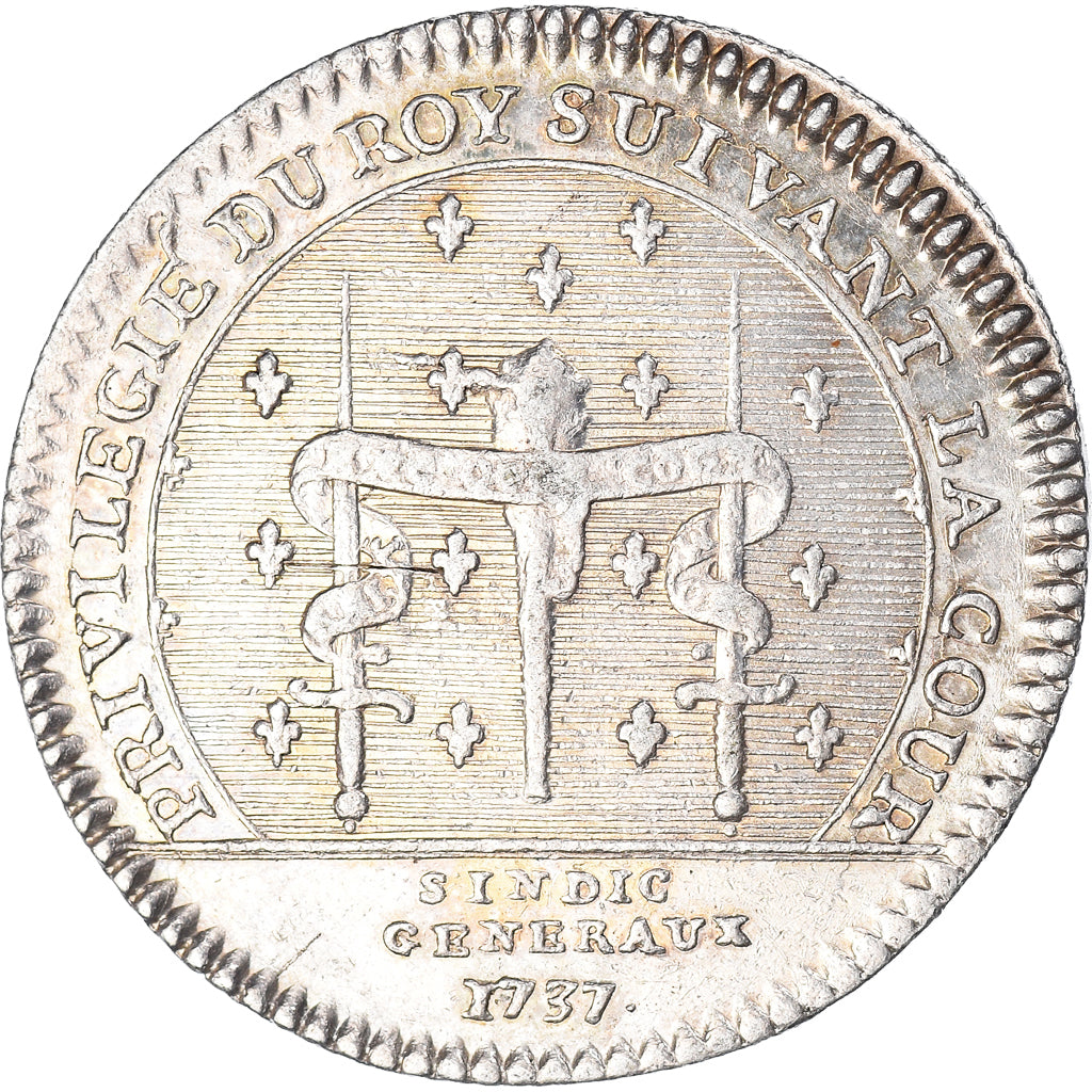 Francia, ficha, Louis XV, Sindic généraux, 1737, fm, BB+, Argento