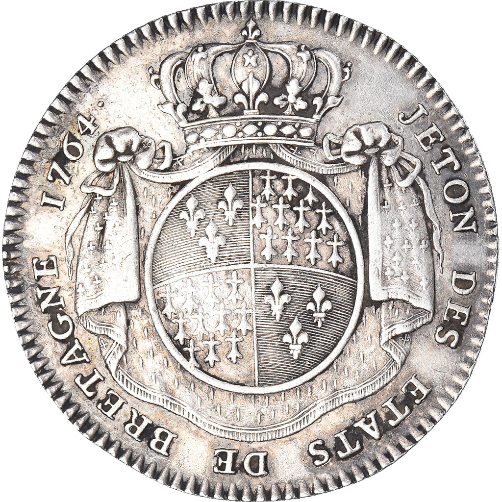 Francia, zeton, Louis XV, Jeton des États de Bretagne, 1764, MBC+, Plata
