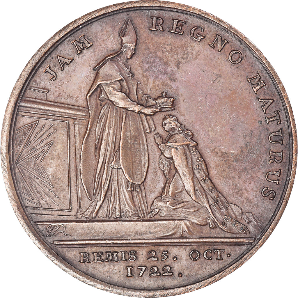 Francia, ficha, Louis XV, Sacre du roi, 1722, BB+, Bronzo