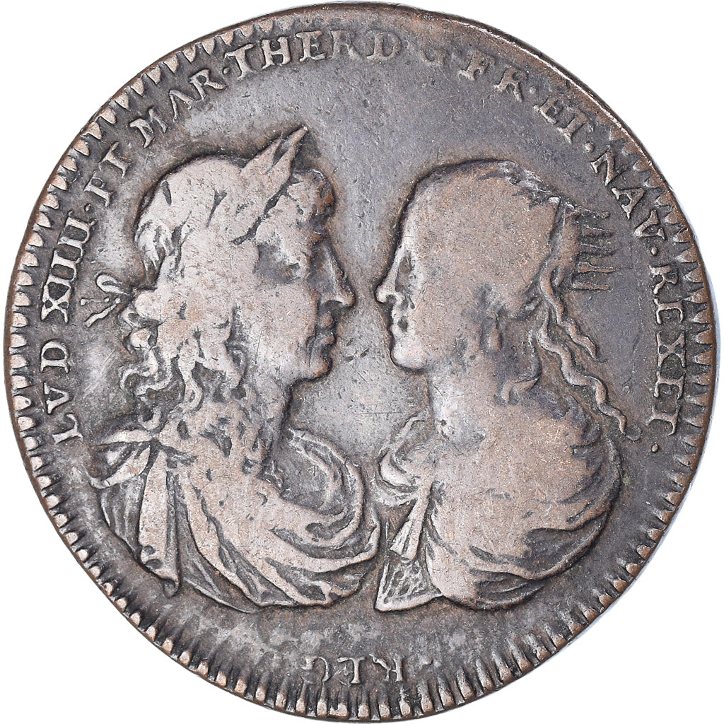 France, Jeton, Louis XIV & Marie-Thérèse d'Espagne, mariage du roi, TB+