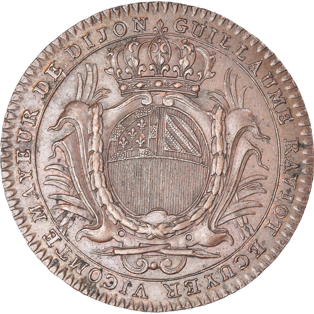France, Token, Maire de Dijon, Guillaume Raviot, 1772, AU(55-58), Copper