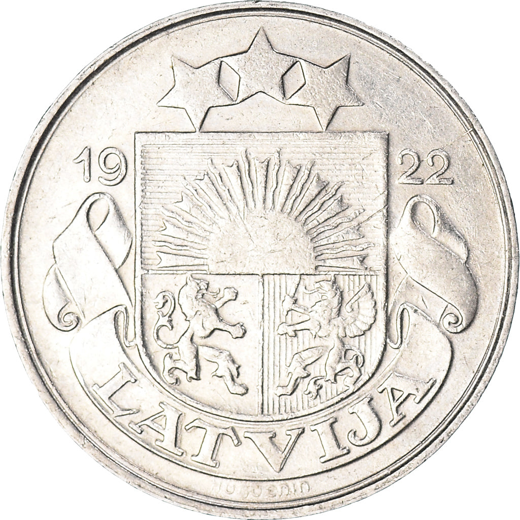 Coin, Latvia, 10 Santimu, 1922, Huguenin, EF(40-45), Nickel, KM:4