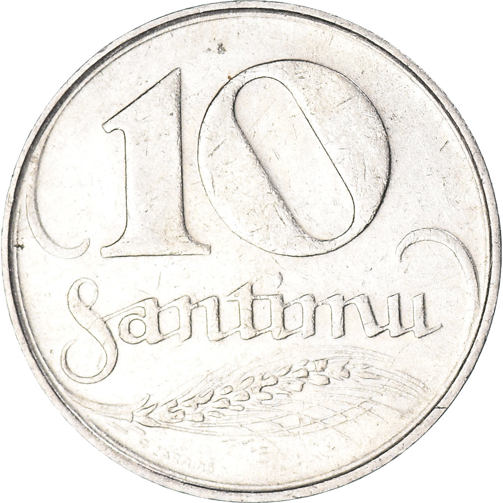 Coin, Latvia, 10 Santimu, 1922, Huguenin, EF(40-45), Nickel, KM:4