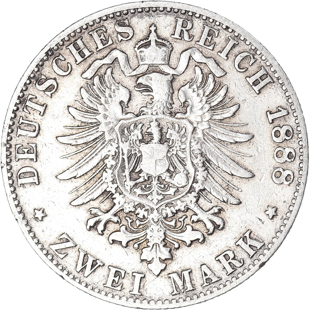 Coin, German States, HAMBURG, 2 Mark, 1888, Hamburg, EF(40-45), Silver, KM:604