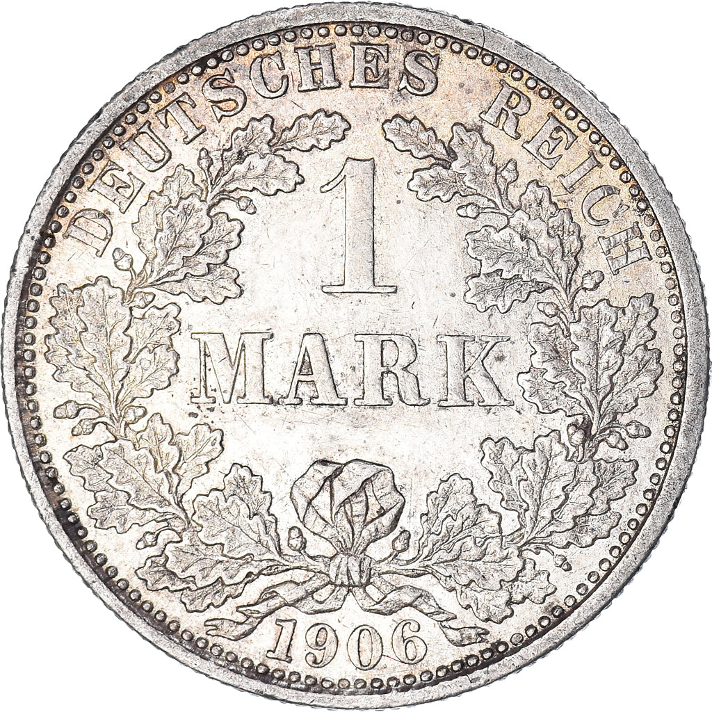 Moneta, NIEMCY - IMPERIUM, Wilhelm II, Mark, 1906, Stuttgart, AU(55-58), Srebro