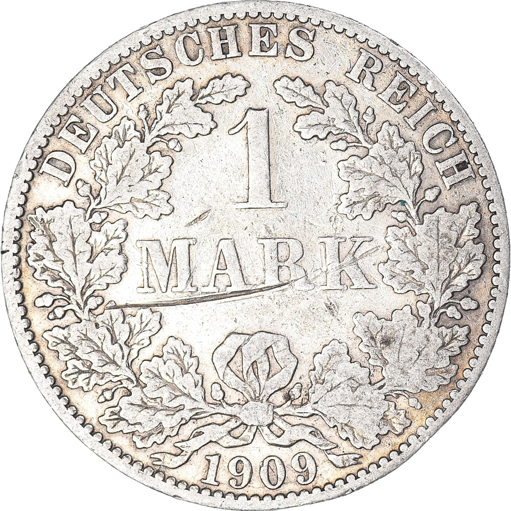 Coin, GERMANY - EMPIRE, Wilhelm II, Mark, 1909, Berlin, EF(40-45), Silver, KM:14