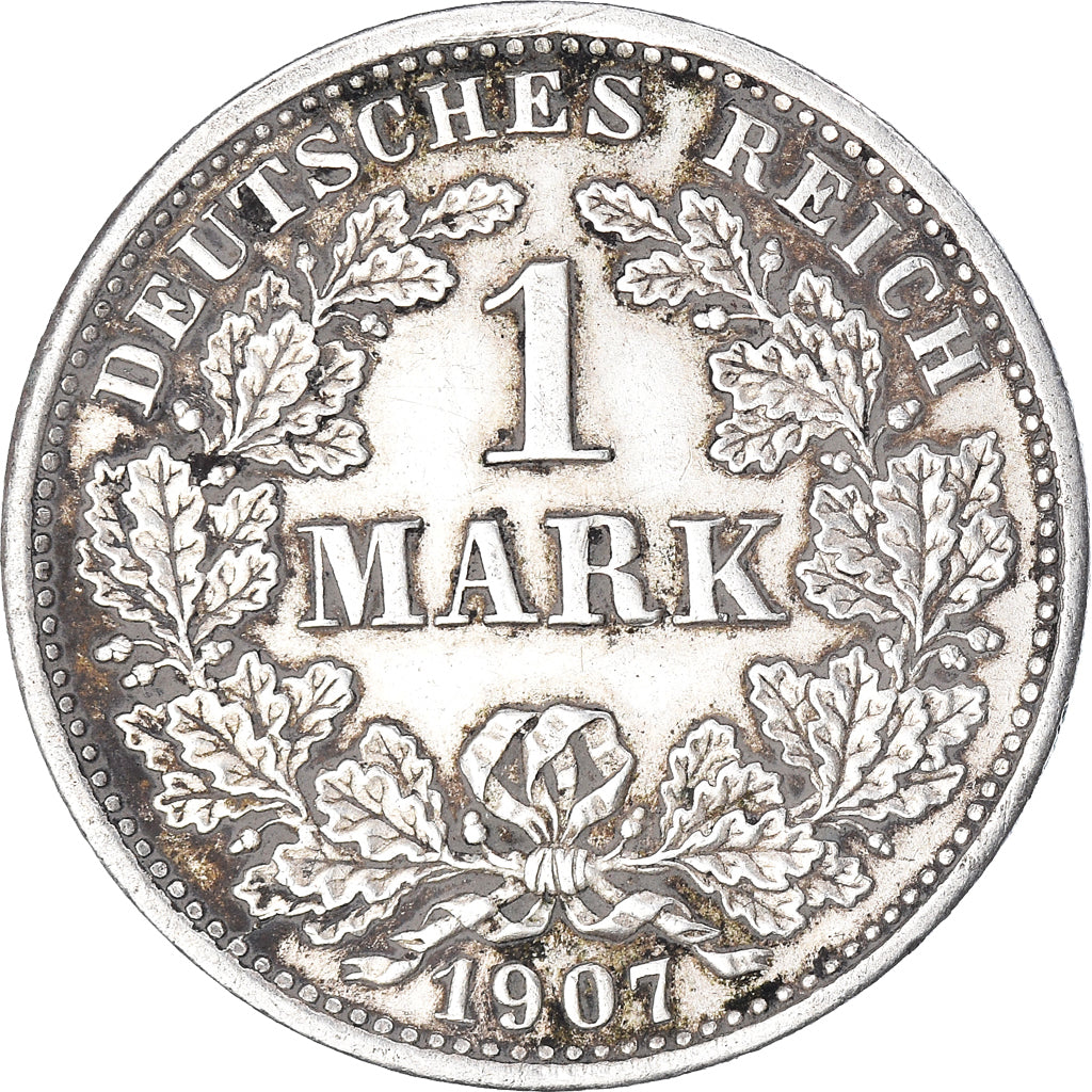 Coin, GERMANY - EMPIRE, Wilhelm II, Mark, 1907, Munich, AU(50-53), Silver, KM:14