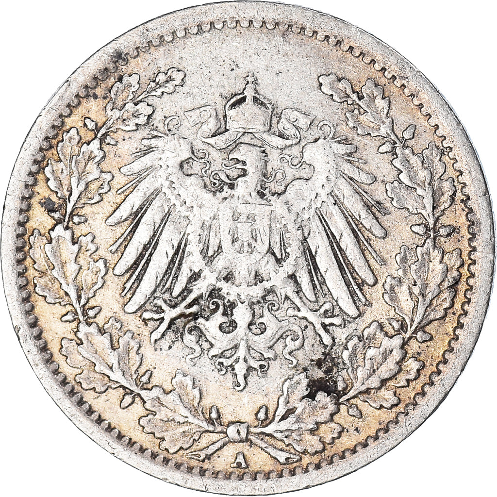 Coin, GERMANY - EMPIRE, 1/2 Mark, 1907, Berlin, VF(30-35), Silver, KM:17
