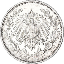 Coin, GERMANY - EMPIRE, 1/2 Mark, 1907, Muldenhütten, VF(30-35), Silver, KM:17