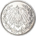 Coin, GERMANY - EMPIRE, 1/2 Mark, 1909, Munich, AU(50-53), Silver, KM:17