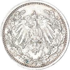 Monnaie, Empire allemand, 1/2 Mark, 1918, Stuttgart, TB+, Argent, KM:17
