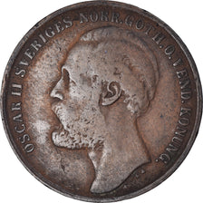 Moneta, Svezia, Oscar II, 5 Öre, 1873, MB+, Bronzo, KM:730