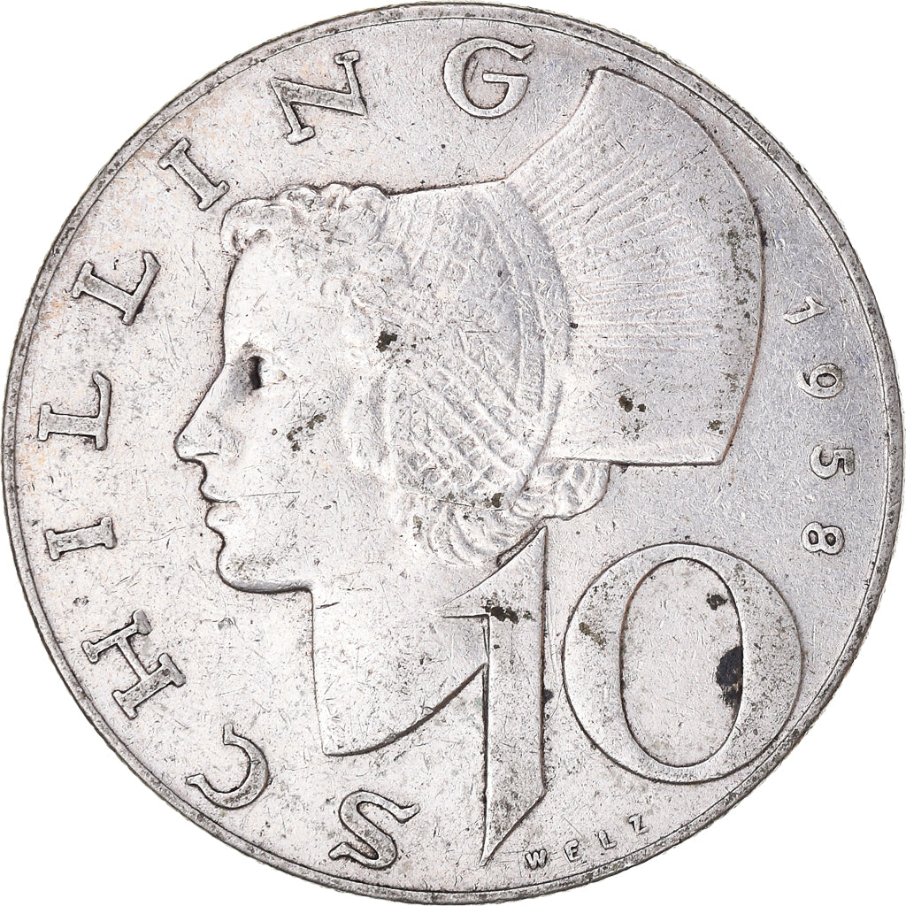 Coin, Austria, 10 Schilling, 1958, Vienna, EF(40-45), Silver, KM:2882