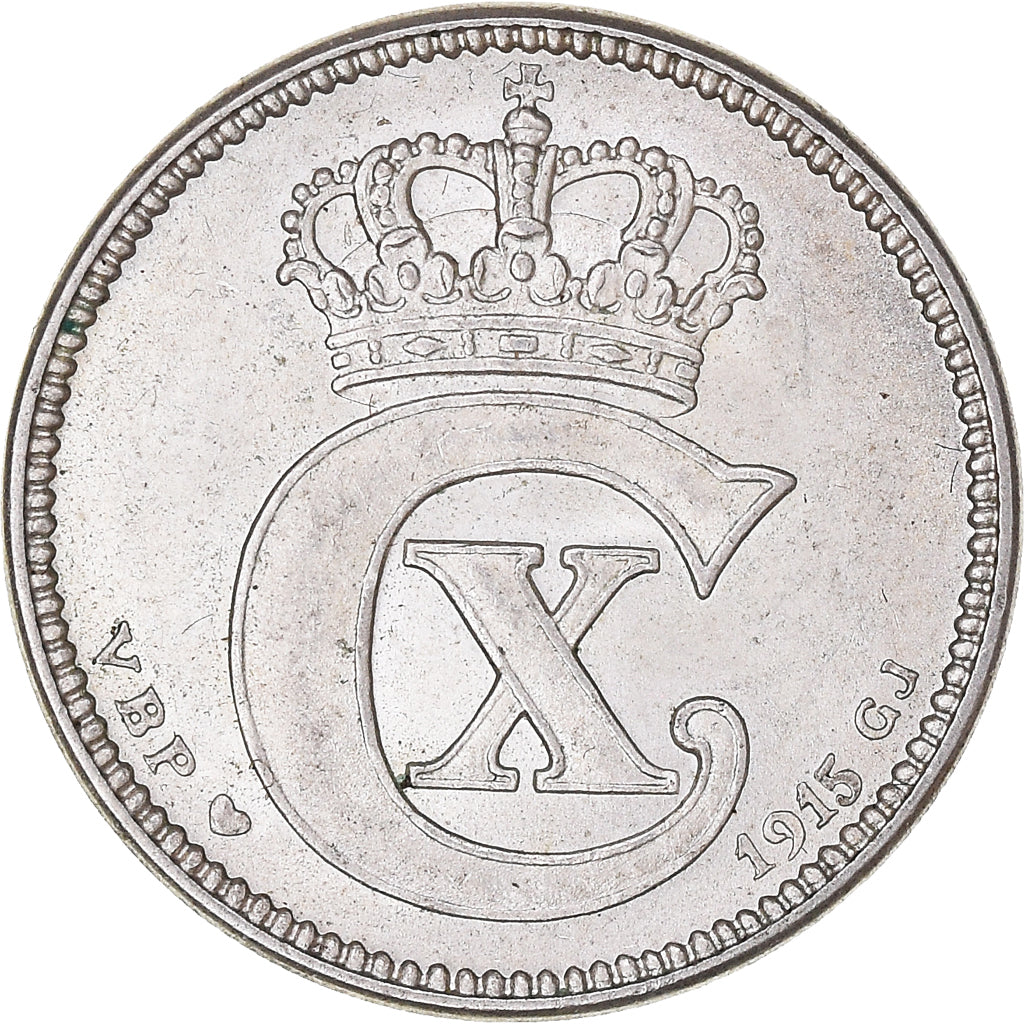 Coin, Denmark, Christian X, 25 Öre, 1915, Copenhagen, MS(60-62), Silver