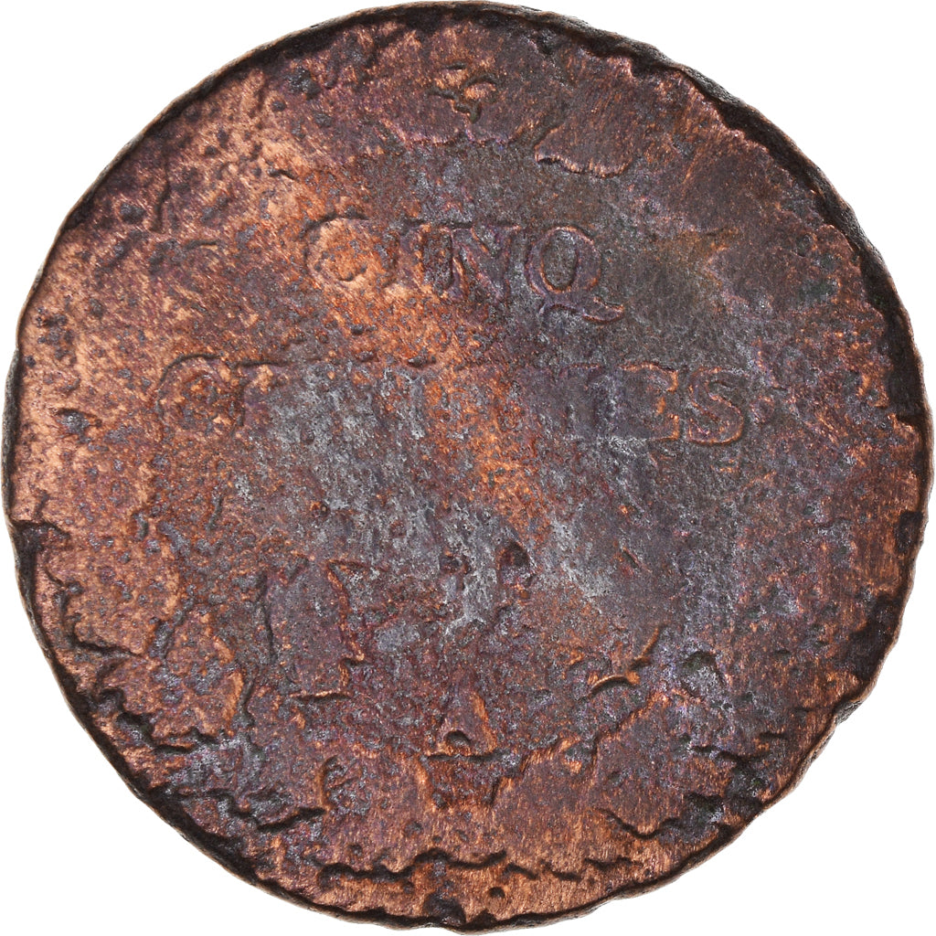 Moneda, Francia, Dupré, 5 Centimes, Paris, BC, Cobre