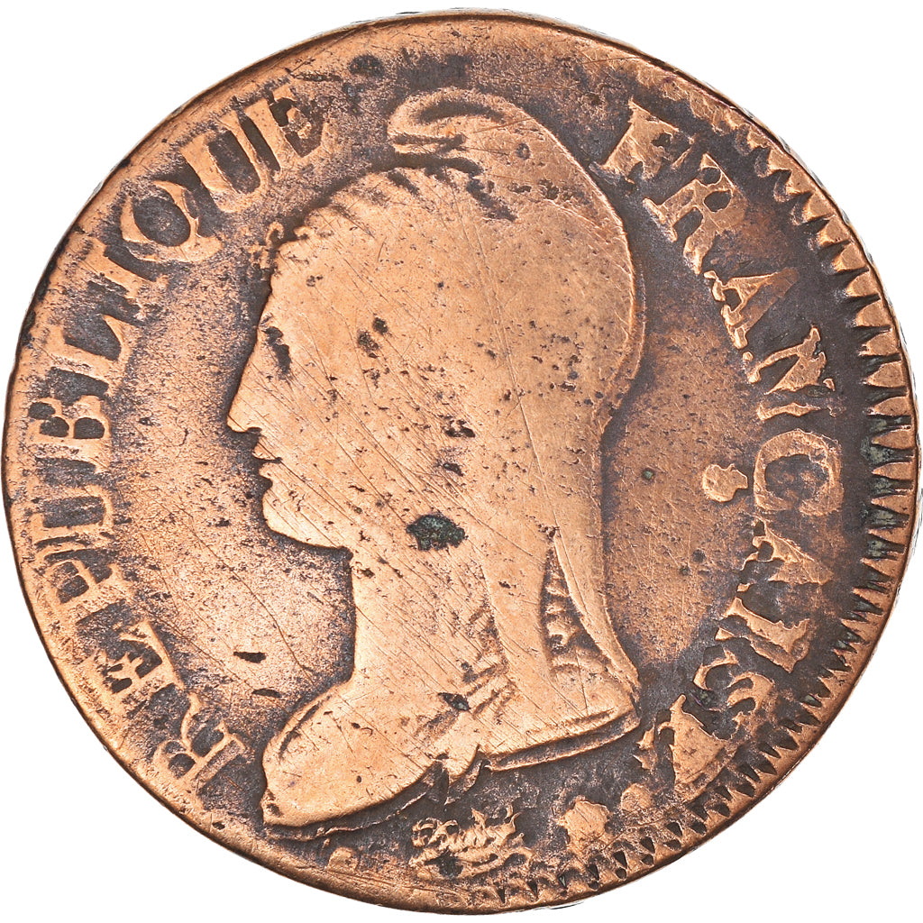 Coin, France, Dupré, 5 Centimes, Metz, VF(30-35), Copper
