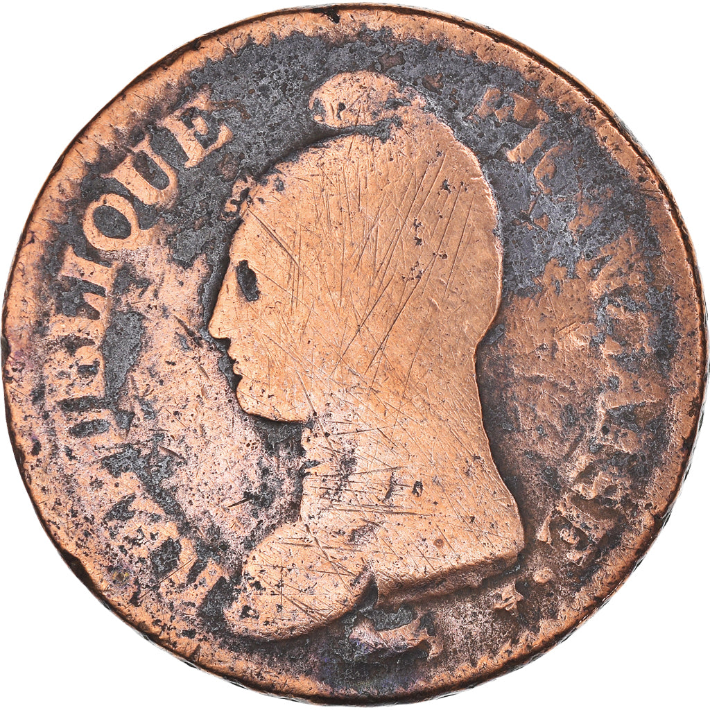 Moeda, França, Dupré, Decime, AN 7/5, Paris, VF(20-25), Bronze, KM:644.1