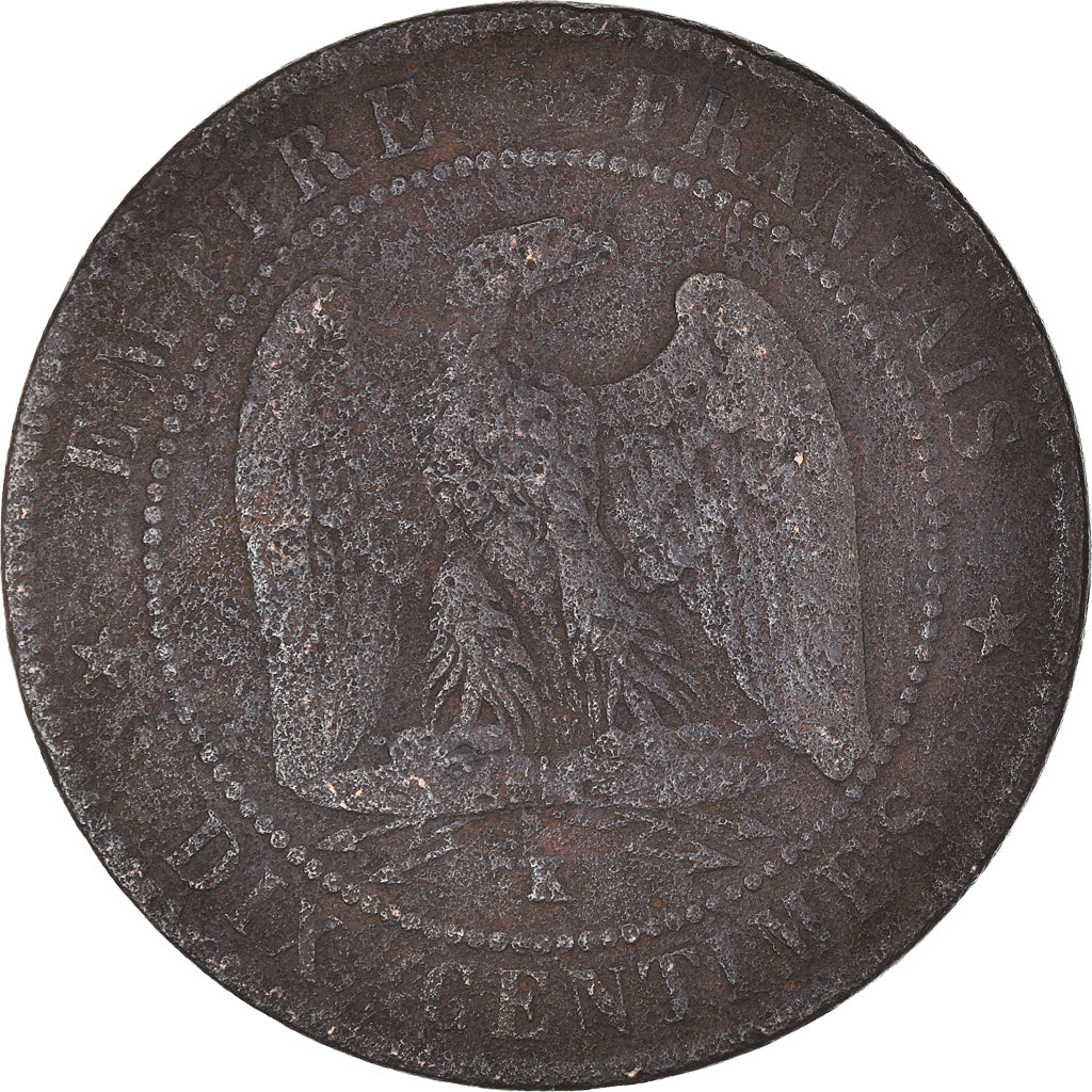 Moeda, França, Napoleon III, Napoléon III, 10 Centimes, 1857, Bordeaux
