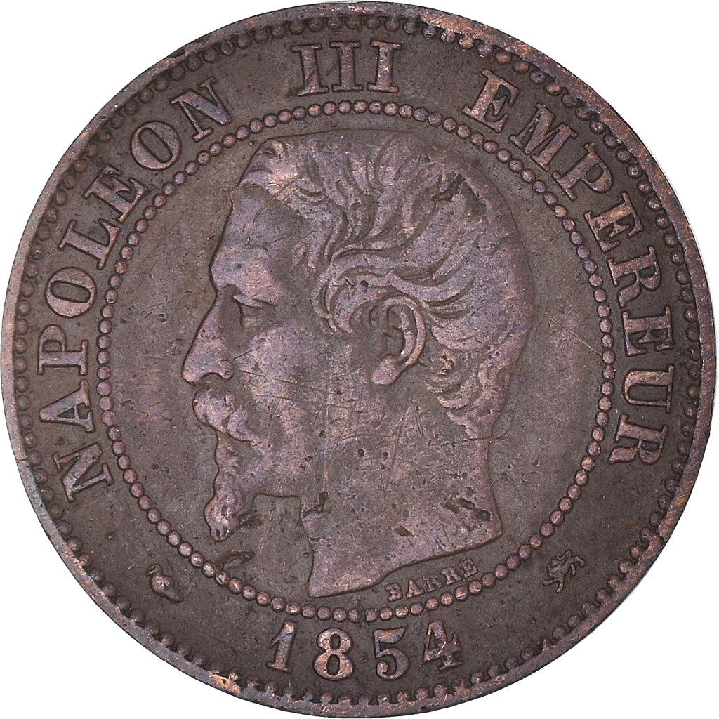 Moneta, Francja, Napoleon III, Napoléon III, 2 Centimes, 1854, Lyon, VF(30-35)