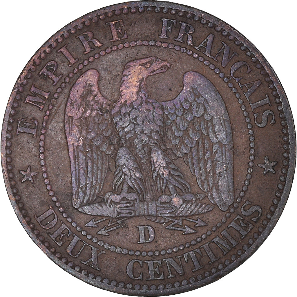 Moneta, Francja, Napoleon III, Napoléon III, 2 Centimes, 1854, Lyon, VF(30-35)