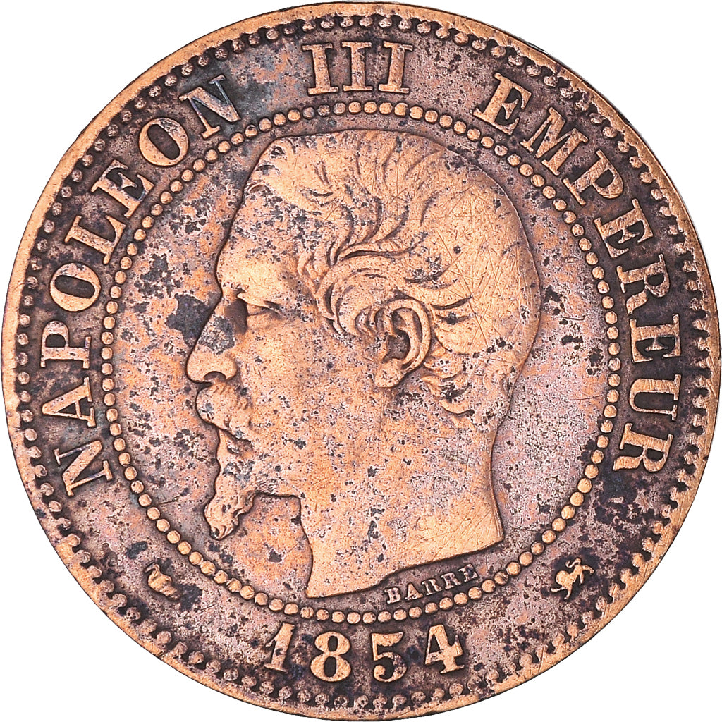 Moneta, Francja, Napoleon III, Napoléon III, 2 Centimes, 1854, Lyon, VF(30-35)