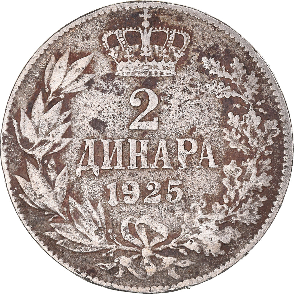 Coin, Yugoslavia, Alexander I, 2 Dinara, 1925, Brussels, VF(30-35)