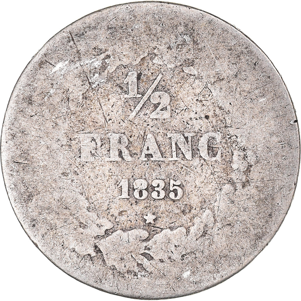 Coin, Belgium, Leopold I, 1/2 Franc, 1835, Brussels, F(12-15), Silver, KM:6