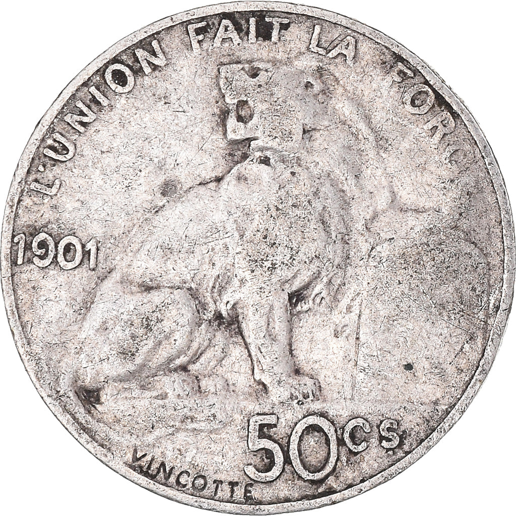 Coin, Belgium, Leopold II, 50 Centimes, 1901, Brussels, VF(20-25), Silver, KM:50