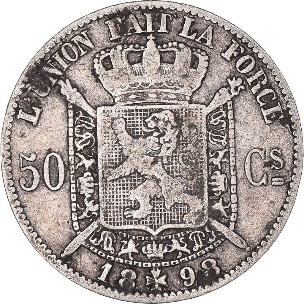 Coin, Belgium, Leopold II, 50 Centimes, 1898, Brussels, VF(30-35), Silver, KM:26