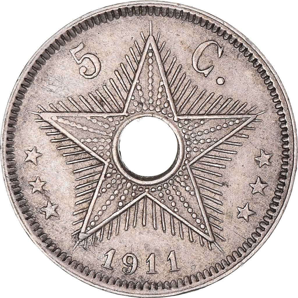 Coin, Belgian Congo, Albert I, 5 Centimes, 1911, EF(40-45), Copper-nickel, KM:17