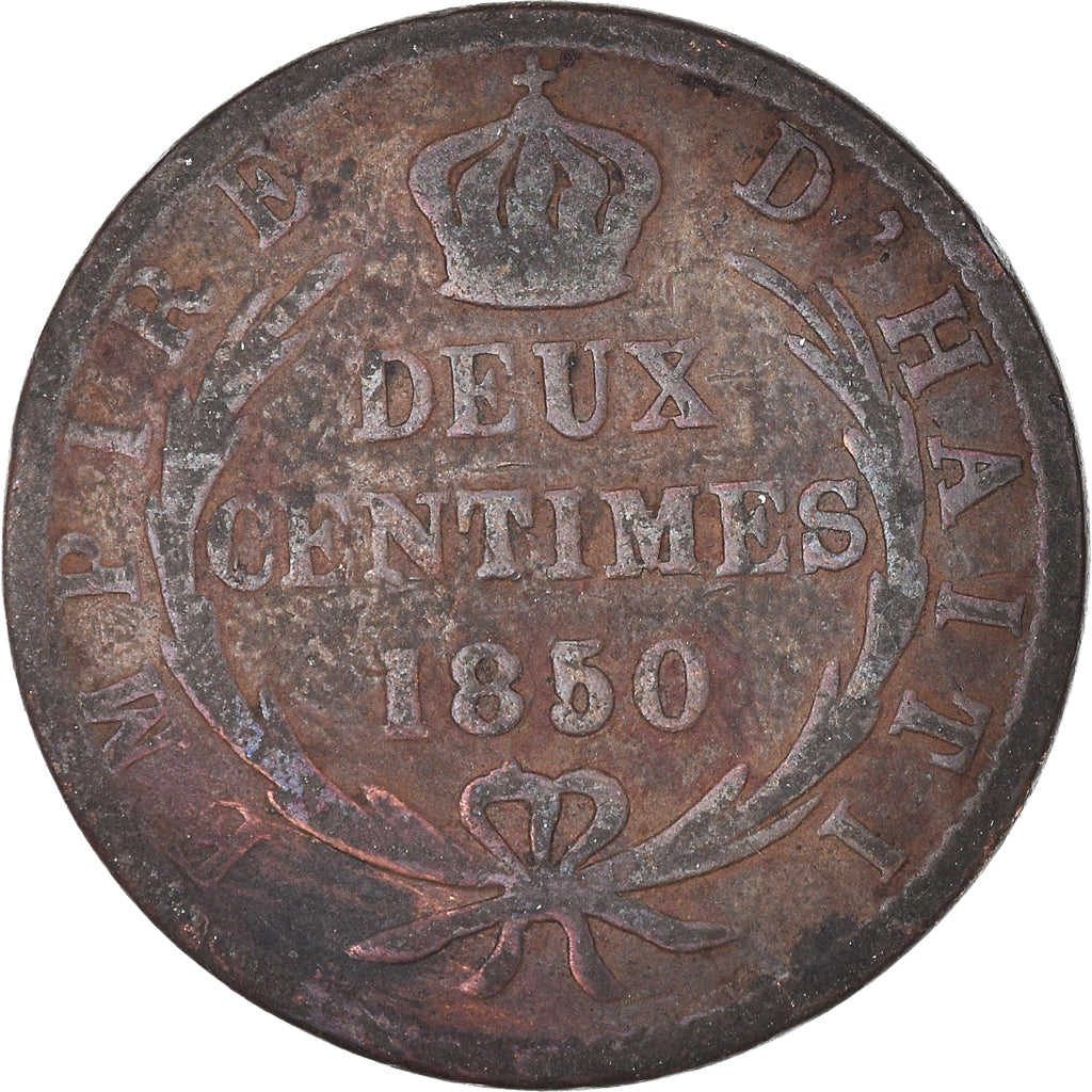 Münze, Haiti, 2 Centimes, 1850, SS, Kupfer, KM:36