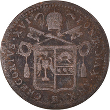 Coin, ITALIAN STATES, PAPAL STATES, Gregory XVI, Mezzo (1/2) Baiocco, 1840