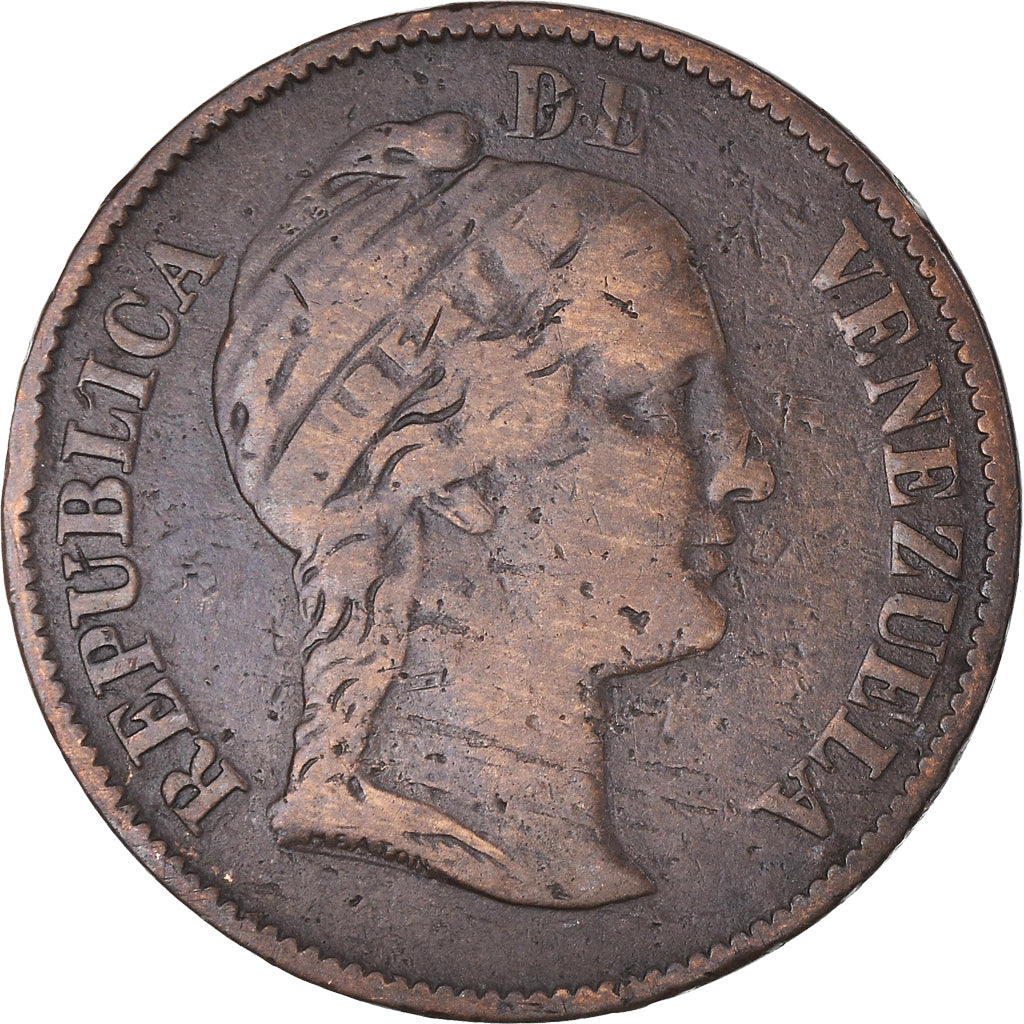 Coin, Venezuela, Centavo, 1862, Heaton, VF(30-35), Copper, KM:7