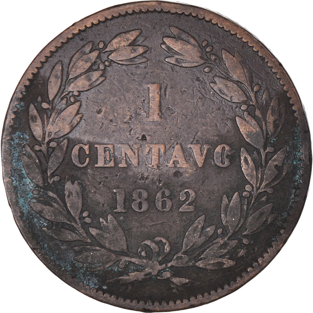 Coin, Venezuela, Centavo, 1862, Heaton, VF(30-35), Copper, KM:7