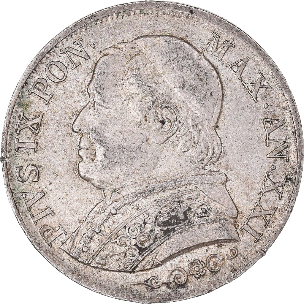 Monnaie, États italiens, PAPAL STATES, Pius IX, Lira, 1866, Roma, TTB, Argent