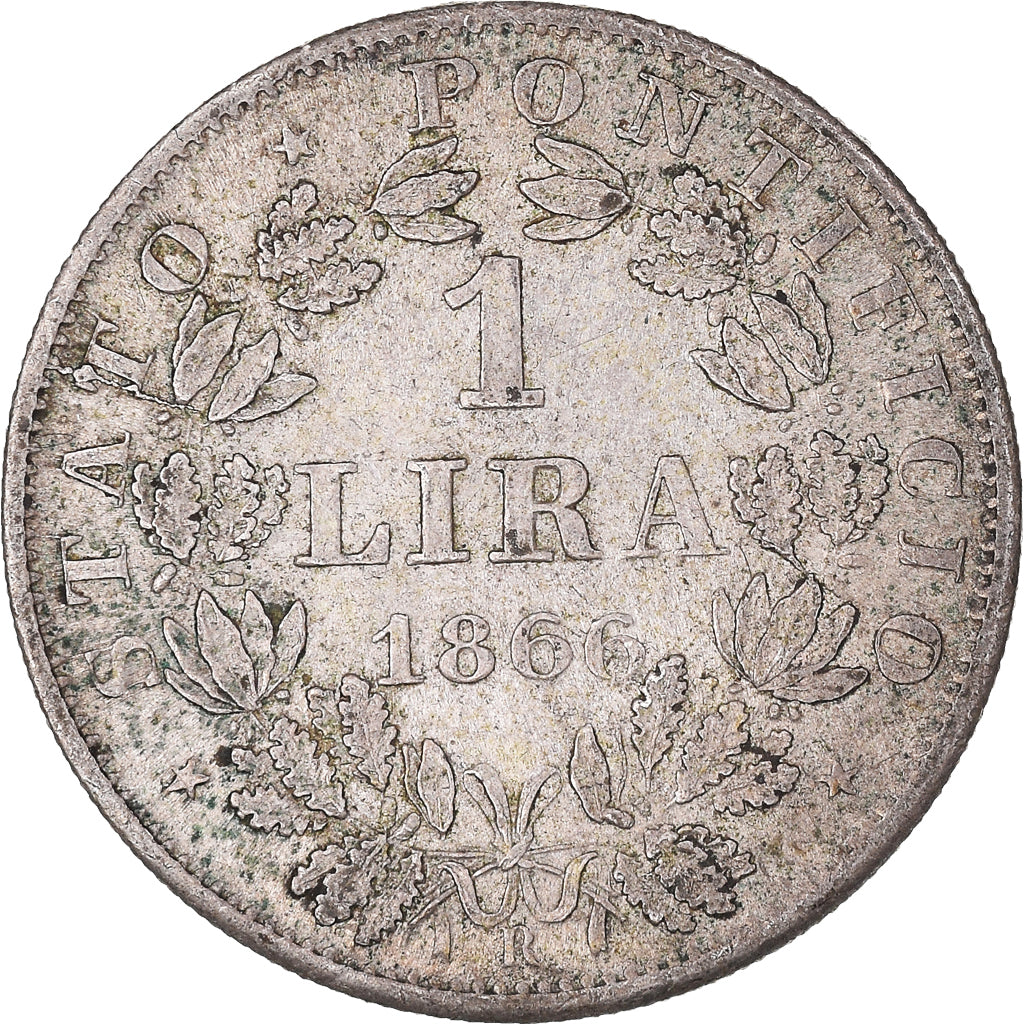 Monnaie, États italiens, PAPAL STATES, Pius IX, Lira, 1866, Roma, TTB, Argent