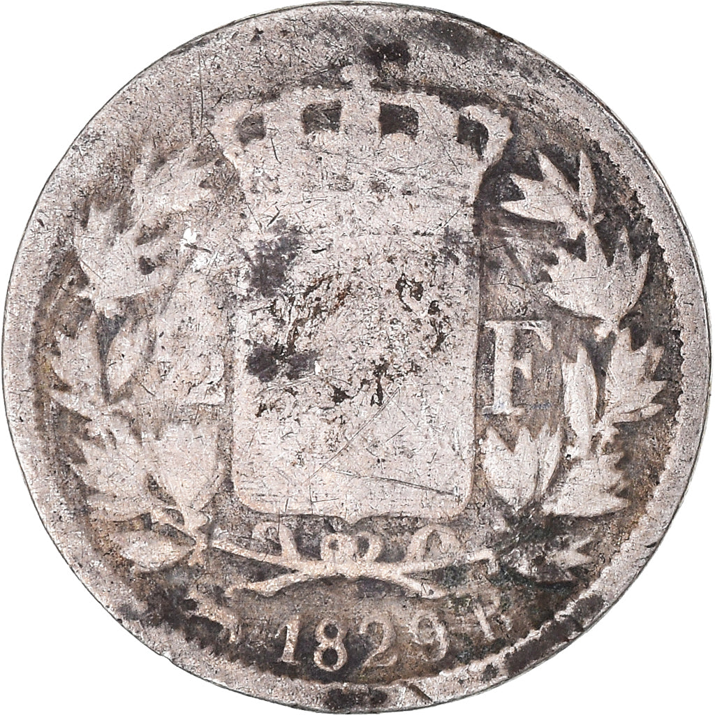 Moneda, Francia, Charles X, 1/2 Franc, 1829, Rouen, BC+, Plata, KM:723.2