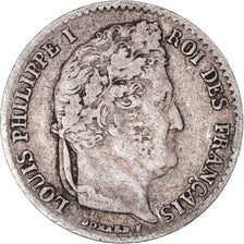 Moneta, Francia, Louis-Philippe, 1/4 Franc, 1841, Paris, MB+, Argento, KM:740.1